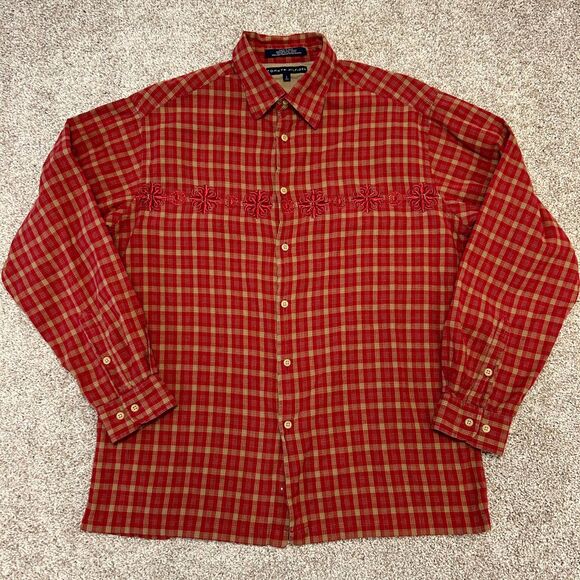 Vintage y2k Tommy Hilfiger Button Front Plaid Shirt Men Size Large Cotton (741) - Picture 3 of 7